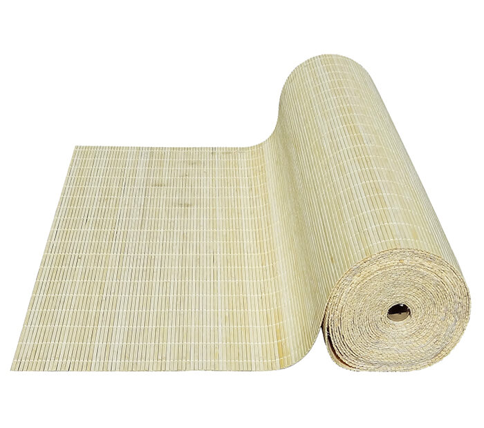 Бамбуковое полотно с нитью натурального цвета ламель 5 мм, шир.2,5 м.